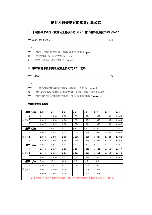 鍍鋅鋼管的重量計(jì)算(圖1)